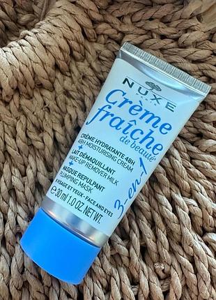 Крем, молочко для зняття макіяжу і маска 3 в 1 nuxe crème fraîche de beauté 30 мл