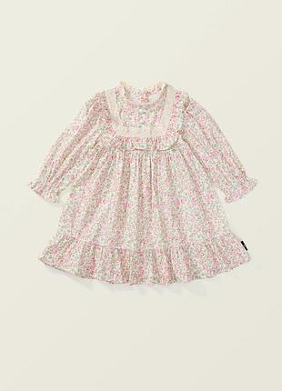 Сукня дитяча premium icon 8440 літня бавовняна в квіти рожевий