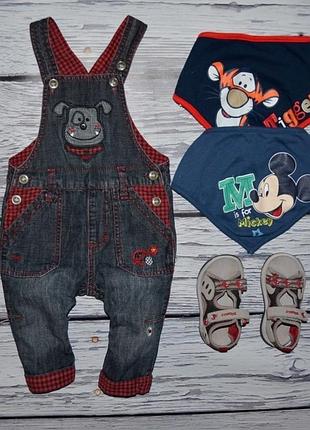 6 - 9 месяцев 74 см отличный мего крутой джинсовый комбинезон мальчишку с манжетами