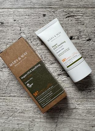 Mary&may cica soothing sun cream spf50+ pa++++ сонцезахисний крем з центеллою 50 мл