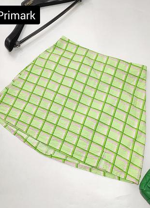 Юбка женская мини салатового цвета в клетку от бренда primark s