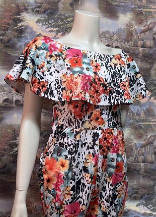 Комбінезон брючний жіночий 44 розмір літній з квітковим прінтом утягуючий