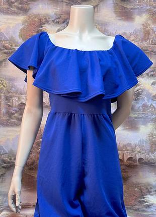 Комбинезон брючный женский 40 размер летний синий плотный трикотаж