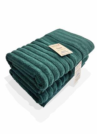 Набір 2 жакардові рушники lovely svi для ванної 70 х140 см oxford stripe темно–зелений hunter green