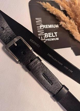 Ремень мужской 4см кожа италия, пояс из натуральной кожи + коробка, классический ремень кожаный черный пояс