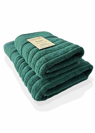 Набор 2 жаккардных полотенца lovely svi 70 х 140 см и 50 х 90 см oxford stripe темно - зеленый