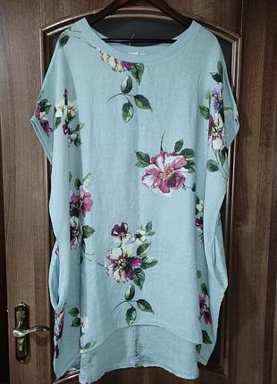 Льняная туника / удлиненная блуза оверсайз (италия) 100% лён