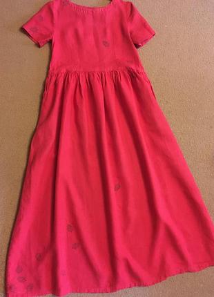 Платье макси льняное дизайнерское р.44 (випечатки)