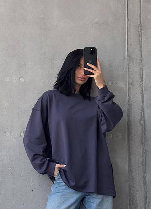 Трендовый женский лонгслив свободного кроя оверсайз со швами наизнанку, однотонный