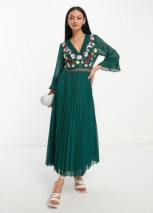 Шифонова сукня міді з вишивкою від асос