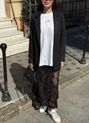 Гіпюрова спідниця  біла/чорна