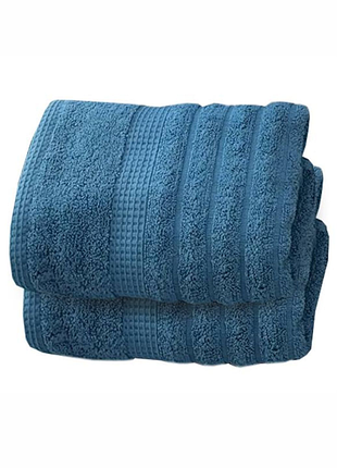 Набір 2 жакардові рушники lovely svi для ванної, на подарунок, 50 х 90 см oxford strip  navy blue