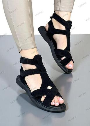 36-41 рр босоніжки - гладіатори натуральна замша/шкіра чорний, коричневий, білий