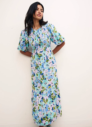 Хлопковое длинное платье с цветочным принтом