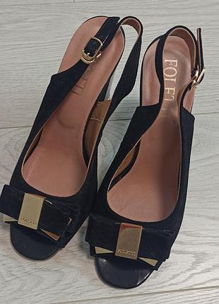 Замшевые босоножки из натуральной замши и кожи