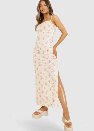 🌸 летнее длинное платье на бретелях boohoo, размер 16 (xl)