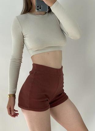 Шорти зара шоколад рубчик висока посадка