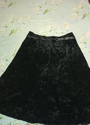 Юбка миди черного цвета микровельвет