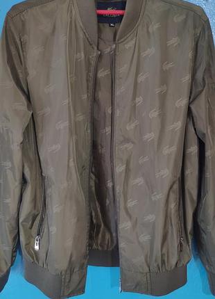 Бомбер мужской демисезон lacoste , xl, зелёный
