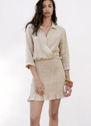 Льняное мини платье zara, p. s