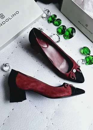 Bandolino оригінал червоно-чорні туфлі човники на невеликому підборі