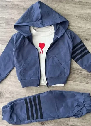 Якісний спортивний костюм на хлопчика partner «полосочки» дитячий прогулянковий комплект синій