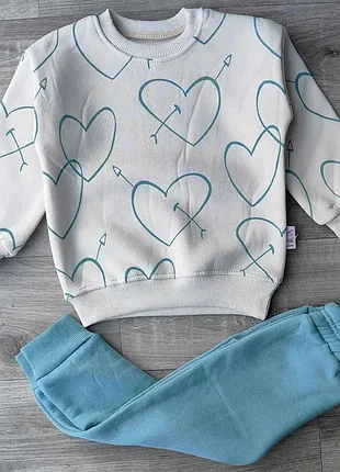 Якісний прогулянковий костюм partner для дівчинки з принтом 2 в 1 кофта зі штанами