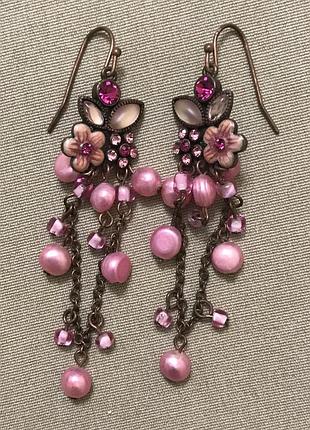 Сережки з натуральними перлинами емаль swarovski вінтаж