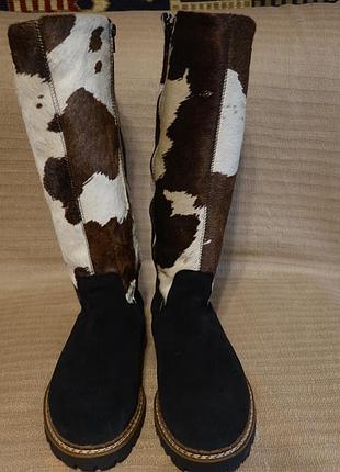 Эффектные высокие утепленные комбинированные кожаные сапоги ammann швейцария 42 р.( 27 см.)3 фото