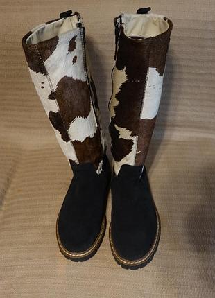 Эффектные высокие утепленные комбинированные кожаные сапоги ammann швейцария 42 р.( 27 см.)4 фото