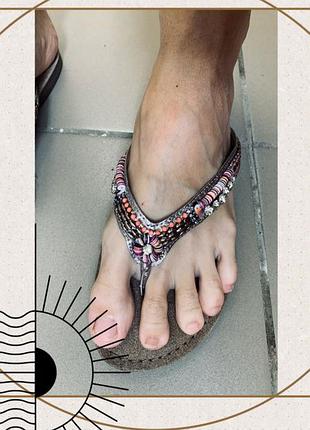 Босоніжки бохо вишиті вʼєтнамки сандалі етно шкіра замша шльопки oldmoney
