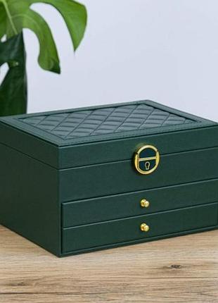 Шкатулка для украшений темно зеленая