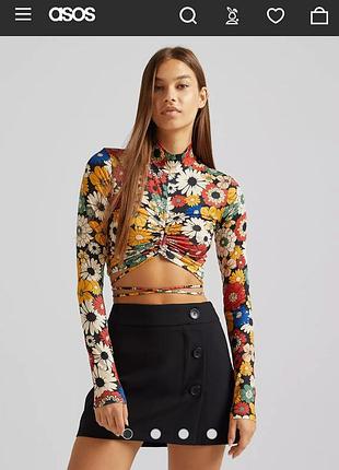 Вкорочена кофта на затяжці з зав'язкою/топ/кофта/кофтинка bershka, на р. xs/s