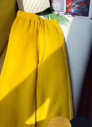 Жіночі штани брюки палаццо широкі лляні з натуральної тканини льону бохо чорні гірчичні