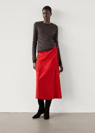 Роскошная кожаная замшевая юбка-парео massimo dutti