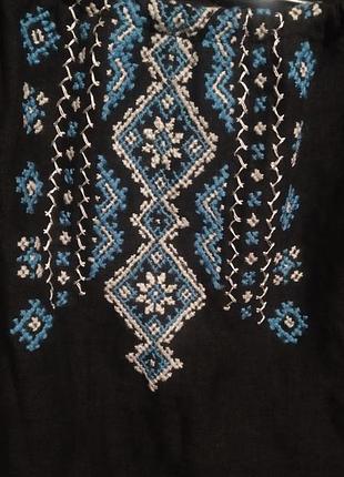Черная короткая туника ручная вышивка