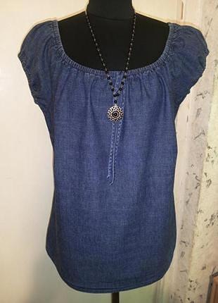 Джинсовая 100% коттон блузка топ с открытыми плечами бохо jessica (c&amp;a)