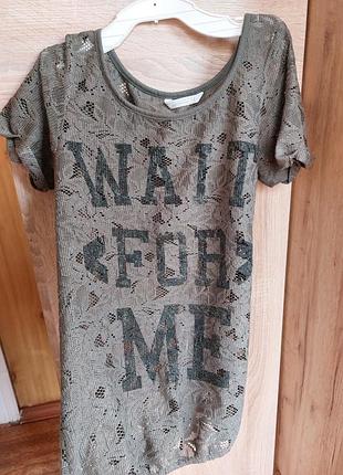 Прозрачная майка цвета хаки с принтом🌸