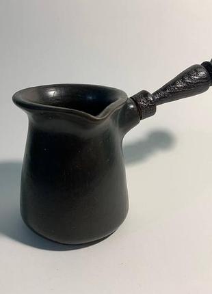 Турка 4 керамическая чернодымная, турка жеребенка из керамики, турка для кофе, турка из глины ручной работы