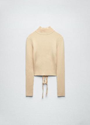 Zara вкорочена кофта в рубчик з відкритою спиною