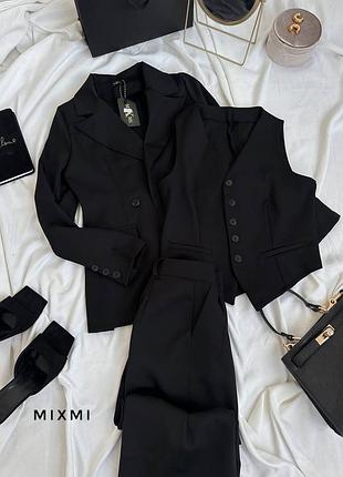 Жіночий літній класичний діловий костюм трійка жилет піджак та штани