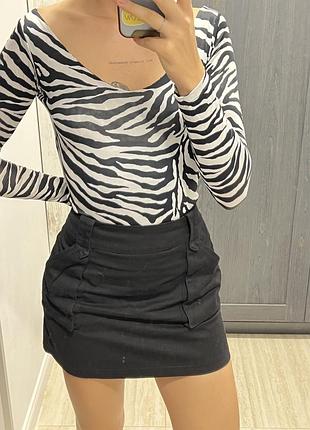 Спідниця міні котонова з кишенями чорна rikky hype розмір s
