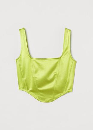 Атласный яркий салатовый топик