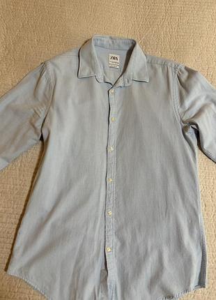 Рубашка голубая zara