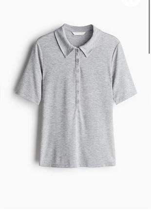 Дуже стильне трендове сіре поло з короткими рукавами h&m