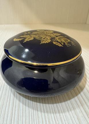 Шкатулка для прикрас кобальт з позолотою