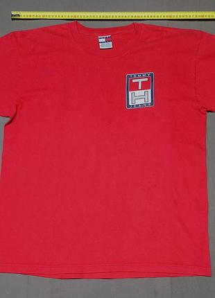 Плечи 60 см vintage 90s tommy hilfiger touch jeans футболка толстая красная size xl 100% cotton