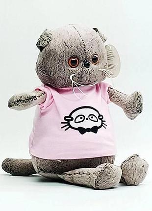 Мягкая игрушка кот басик в футболке 30 см.