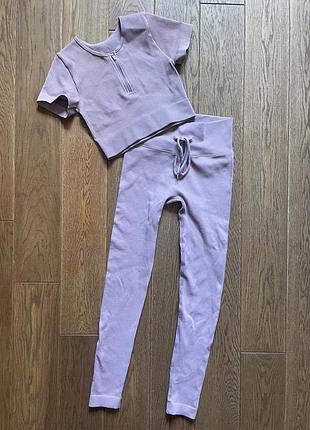 Костюм топ та легінси лосини в рубчик