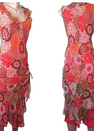 Шёлковый сарафан цветочный принт 100%шёлк